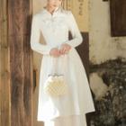Long-sleeve Bow Lace Midi A-line Dress