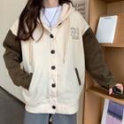 Embroidered Button Hoodie