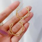 Alloy Chained Open Hoop Earring Ge2597 - 1 Pair - Gold - One Size