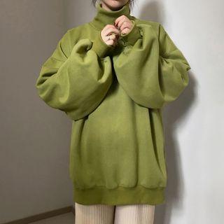 Turtleneck Puff-sleeve Sweatshirt