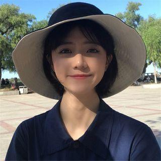 Reversible Plain Bucket Hat Black - Beige - One Size