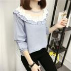Floral Lace Panel Long-sleeve Top