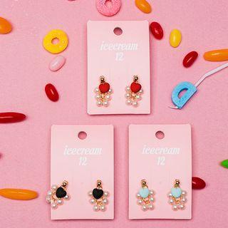 Heart Faux-pearl Double-sided Earrings