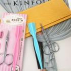 Set: Stainless Steel Eyebrow Scissors + Eyebrow Comb As Shown In Figure - One Size