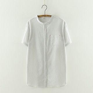 Striped Short-sleeve Long Shirt