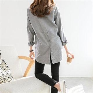 Pocket-side Buttoned-back Mini Shirtdress