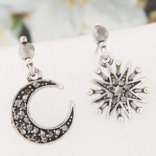 Non-matching Rhinestone Sun Moon Earring