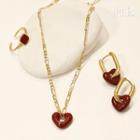 Heart Glaze Pendant Alloy Necklace Red - One Size