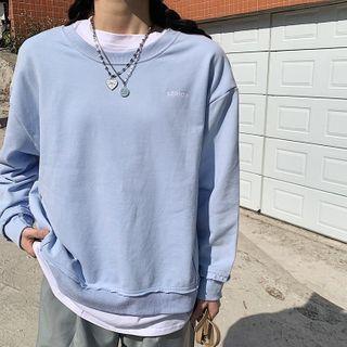 Letter Embroidered Sweatshirt / Straight Leg Pants