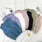 Plain V-neck Double-pocket Loose-fit Vest
