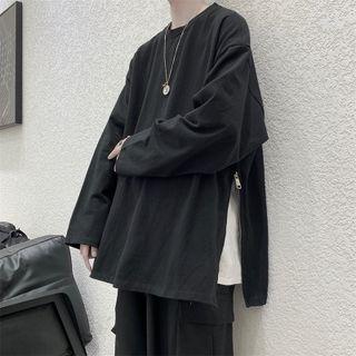 Zip-accent Plain Sweatshirt