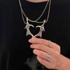 Devil Wings Pendant Alloy Necklace 2536 - Silver - One Size
