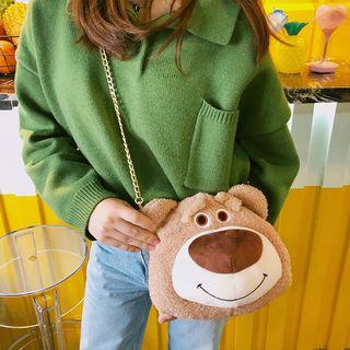 Chain Strap Bear Furry Crossbody Bag