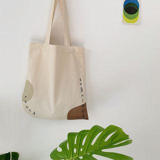 Lettering Canvas Tote Bag Lettering - Round - One Size
