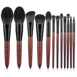 Set Of 12: Makeup Brush Set Of 12 - Reddish Brown - One Size