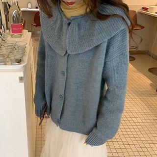 Collared Cardigan Aqua Blue - One Size