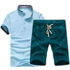 Set : Short-sleeve Print Polo Shirt + Shorts