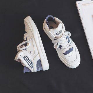Two-tone Lettering High-top Sneakers