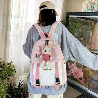 Doll Charm Plaid Buckled Backpack