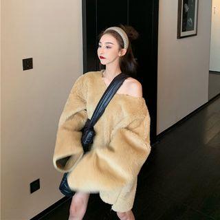 Oversized Fleece Long-sleeve Top As Shown In Figure - One Size