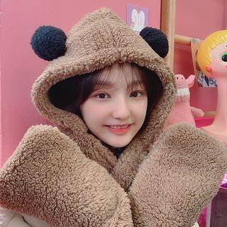Bear Ear Hooded Chenille Scarf