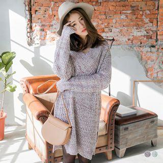 Rib-marled-knit Sweater Vent Dress