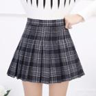 Woolen Accordion Pleat Plaid Skirt