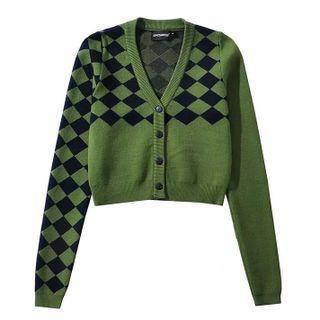 Checked Crop Cardigan