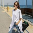 Short-sleeve Asymmetrical Slit Long T-shirt