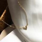 Rhinestone Heart Pendant Necklace 1 Piece - As Shown In Figure - One Size