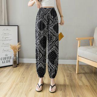 Print High Waist Straight Leg Jogger Pants