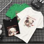 Couple Matching Elbow-sleeve Dog Print T-shirt
