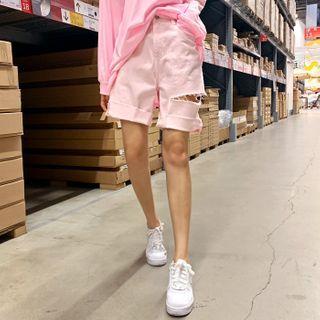 Pastel Slit-detail Cotton Shorts