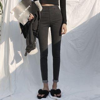 High-waist Side Zip Slim Jeans