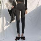 High-waist Side Zip Slim Jeans