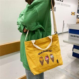 Canvas Ice Cream Print Tote Bag