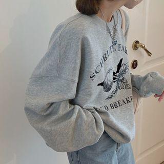 Beetroot Print Long-sleeve Sweatshirt Gray - One Size