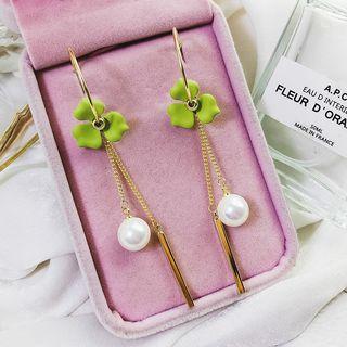 Acrylic Flower Faux Pearl Alloy Bar Fringed Earring