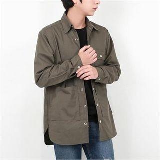 Snap-button Multi-pocket Shirt Jacket