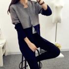 Two-tone Buttoned Knit Jacket
