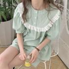 Short-sleeve Ruffle Trim Sleep Dress