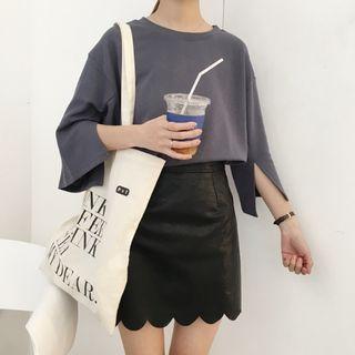 Plain 3/4 Sleeve Sleeve T-shirt