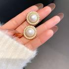 Faux Pearl Ear Stud 1 Pair - White Pearl - Gold - One Size