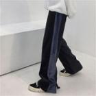 Paneled Velvet Wide-leg Pants