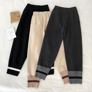 Color-block High-waist Knit Harem Pants