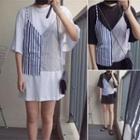 Set: Short Sleeve T-shirt Tunic + Striped Camisole Top