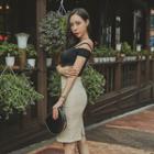Strappy Off-shoulder Slim-fit Top