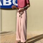 Plain Elbow-sleeve T-shirt / Straight-cut Pants
