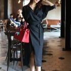 Long-sleeve Wrap Shirtdress