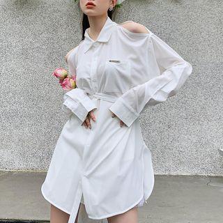 Cold Shoulder Tie-waist Shirt